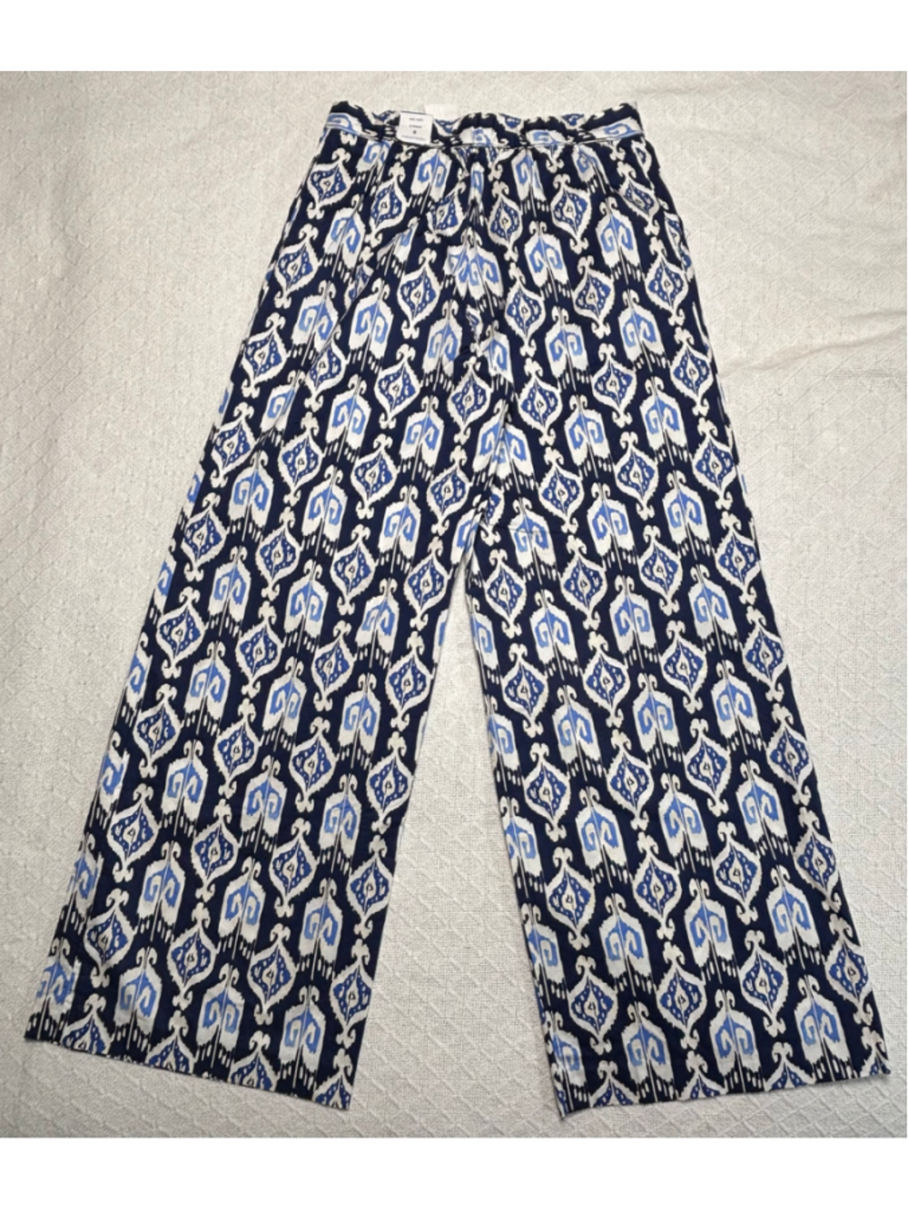 NWT J. McLaughlin Amal Wide Leg Pants Blue Ikat Geometric Tribal Print Size 6 - Picture 3 of 10